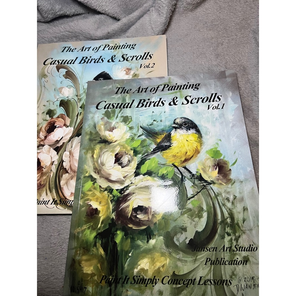 Jansen Art Studio Casual Birds & Scrolls Vol 1 & 2 Painting Books w/DVD Set New
